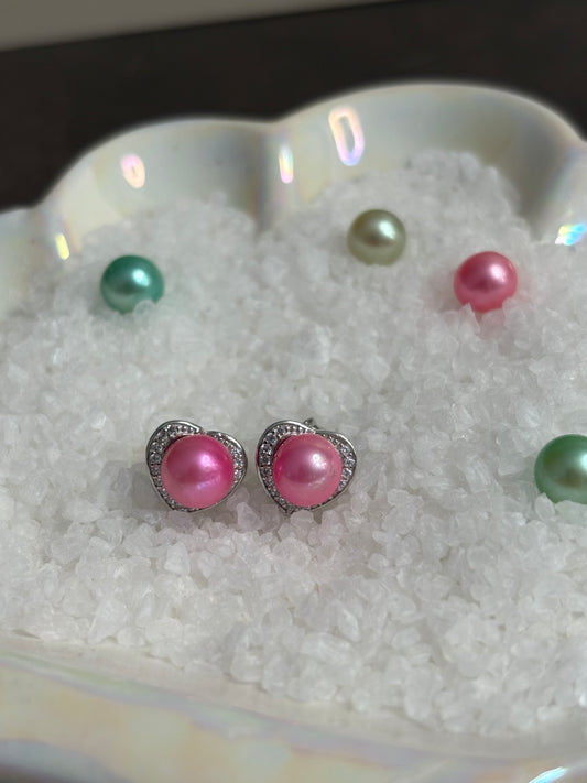 Blushing Heart Studs