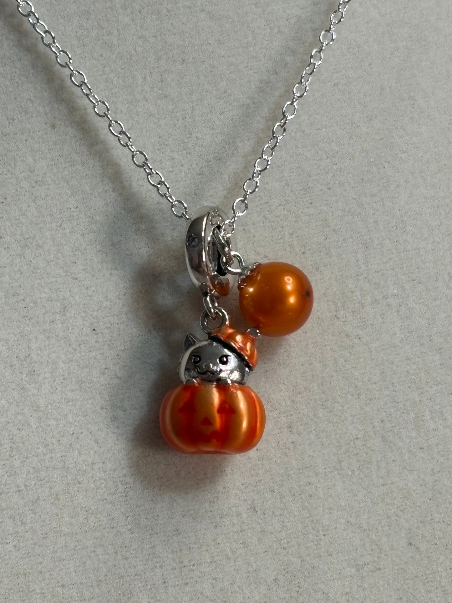 Purrfectly Pumpkin Charm Pendant