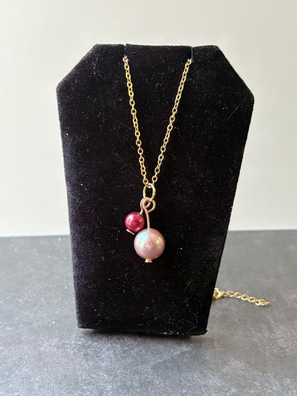 Edison and Round Pearl Drop Necklace