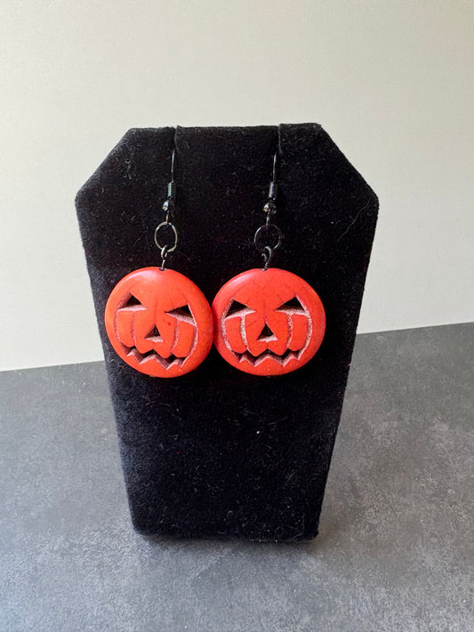Jack-O-'Lantern Howlite Earrings